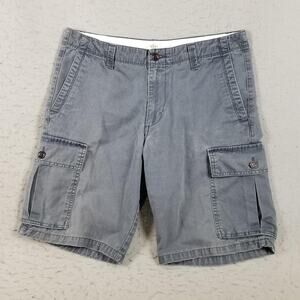 Dockers Cargo Shorts Mens 32 Gray Casual 100% Cotton Utility Pockets Outdoor